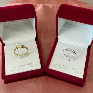 💕 Infinity 14k Gold Plated and/or Pure Silver Plated Cubic Zirconia sz 8 💍 Ring.